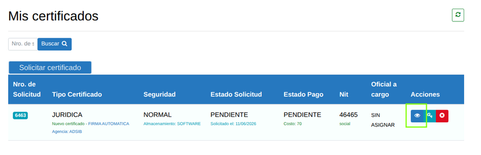 Pantalla inicial de firma