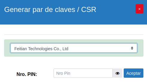 Acción de generación de llaves CSR
